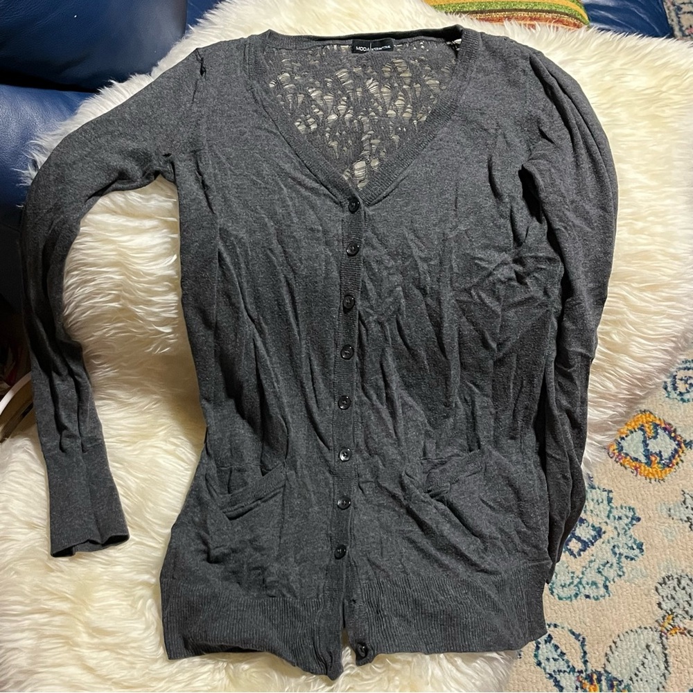 Moda International Gray Cardigan Sweater